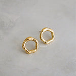 ZORA Round Hollow Stud Earrings - Gold Plated