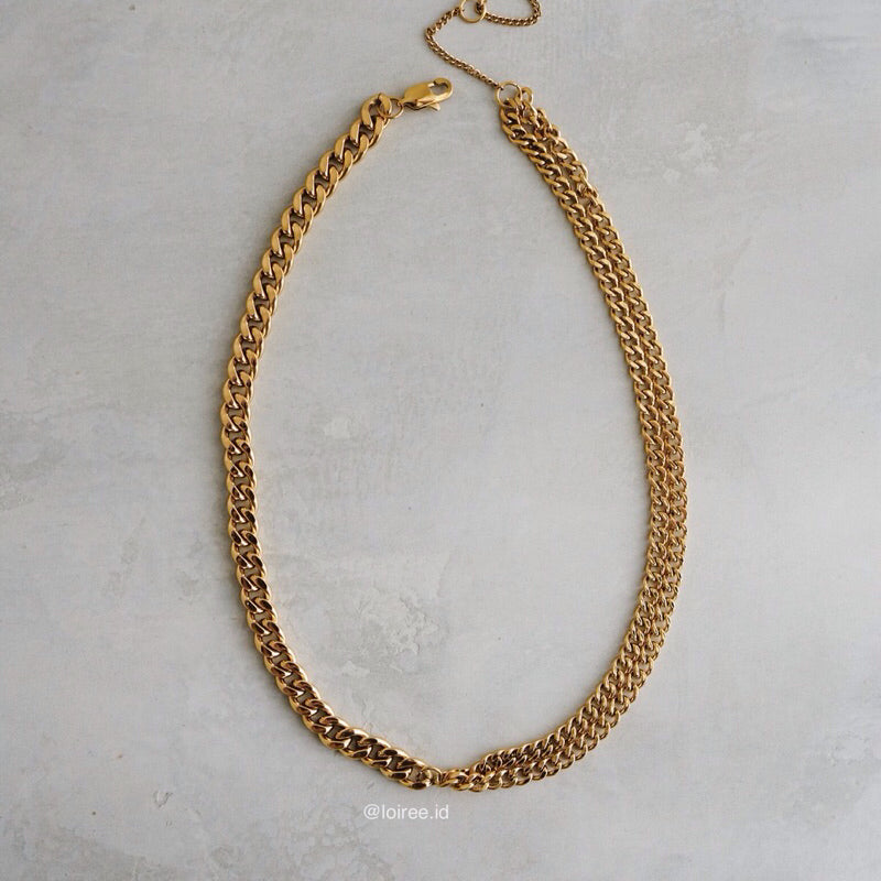 XANDER Double Chain Cuban Necklace - Gold Plated