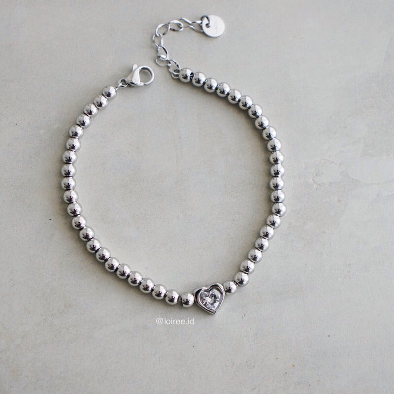 MORITZ Heart Beads Bracelet - Gold Plated