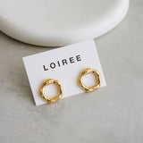 ZORA Round Hollow Stud Earrings - Gold Plated
