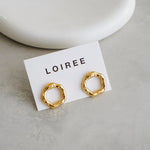 ZORA Round Hollow Stud Earrings - Gold Plated