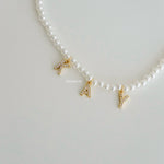 Personalized Tiny Pearl Letter Necklace - Gold Plated