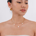 DAISY Flower Two Layer Necklace - Gold Plated