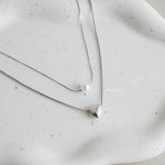 TYAZ Pearl Heart Necklace - Double Layer