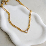 ELMER Heart Cuban Chain Necklace - Gold Plated