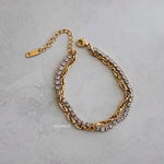 AVILA Zirconia Double Layer Chain Bracelet - Gold Plated