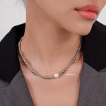 CAINE Natural Pearl Beads Necklace - Gold Plated