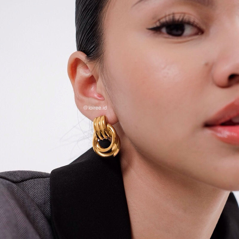 HAILEY Threaded Chunky Earrings - Gold Plated