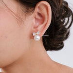 ALLEN Zirconia Bow Pearl Earrings