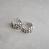 MARGENIE C-Shape Beads Hoop Earrings - Gold Plated