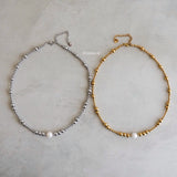 CAINE Natural Pearl Beads Necklace - Gold Plated