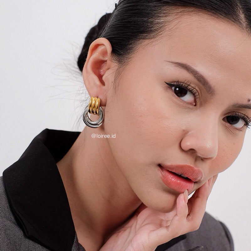 HAILEY Threaded Chunky Earrings - Gold Plated