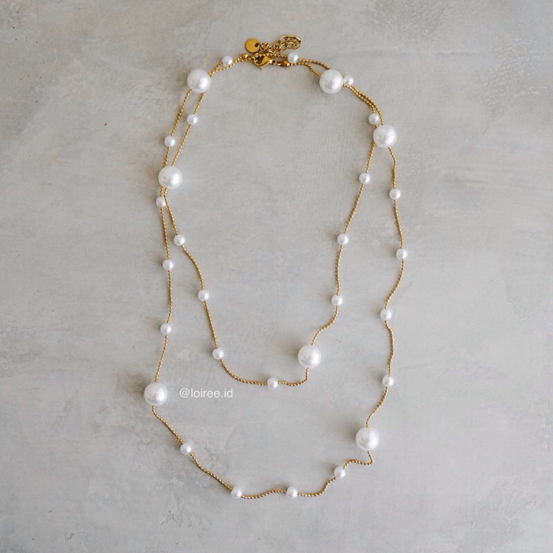 SHANE Pearl Long Necklace - Gold Plated