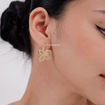 PEONY Transparent Flower Earrings - Gold Plated