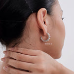 MARGENIE C-Shape Beads Hoop Earrings - Gold Plated