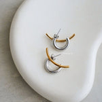 RIDGE Two Tone Hoop Earrings - Gold Plated
