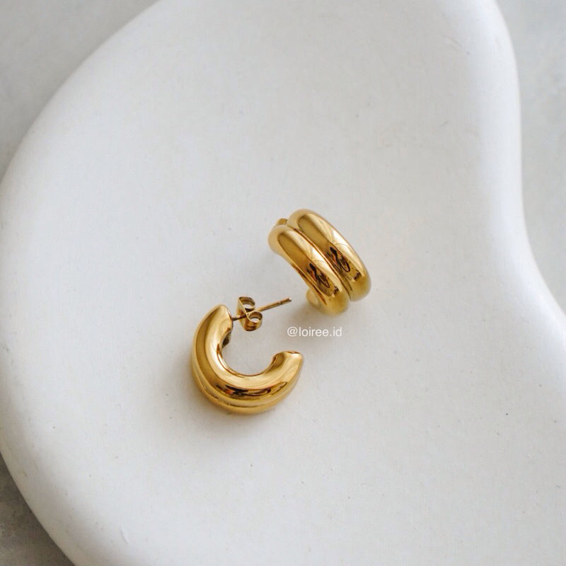 POSH Two Tone Stud Earrings - Gold Plated