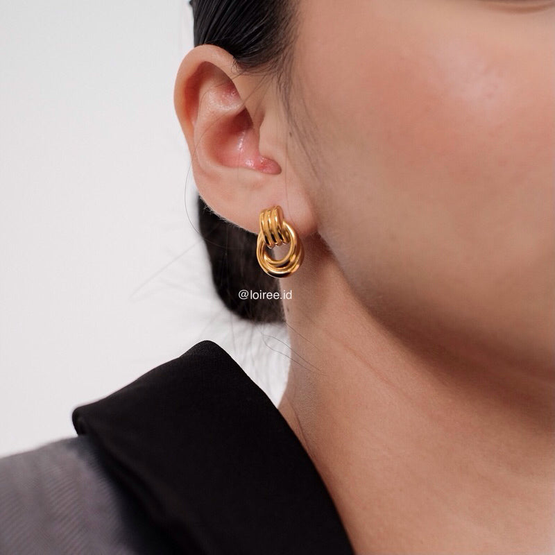 HAILEY Threaded Chunky Earrings - Gold Plated