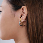 RIDGE Two Tone Hoop Earrings - Gold Plated