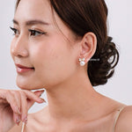 ALLEN Zirconia Bow Pearl Earrings