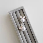 ALLEN Zirconia Bow Pearl Earrings