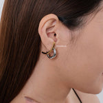 RIDGE Two Tone Hoop Earrings - Gold Plated