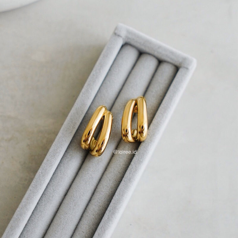 LEVI Double Layer Stud Earrings - Gold Plated
