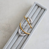 RIDGE Two Tone Hoop Earrings - Gold Plated