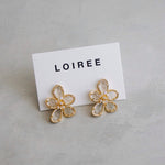 PEONY Transparent Flower Earrings - Gold Plated