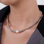 CAINE Natural Pearl Beads Necklace - Gold Plated