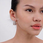 MARGENIE C-Shape Beads Hoop Earrings - Gold Plated