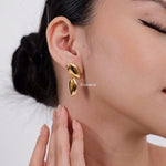 SONYA Leaf Dangle Earrings - Gold Plated