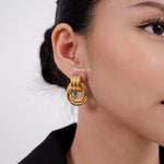 HAILEY Threaded Chunky Earrings - Gold Plated