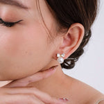 ALLEN Zirconia Bow Pearl Earrings