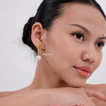 KARLIE Flower Pearl Dangle Earrings - Gold Plated