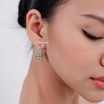 MARGENIE C-Shape Beads Hoop Earrings - Gold Plated
