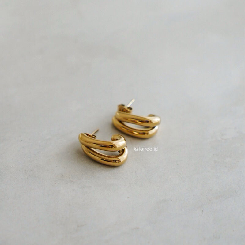 LEVI Double Layer Stud Earrings - Gold Plated