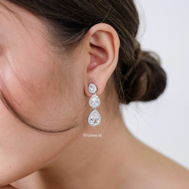 CLEMENCE Zirconia Long Dangle Earrings - Wedding
