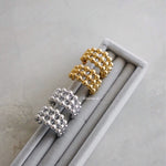 MARGENIE C-Shape Beads Hoop Earrings - Gold Plated