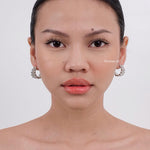 MARGENIE C-Shape Beads Hoop Earrings - Gold Plated