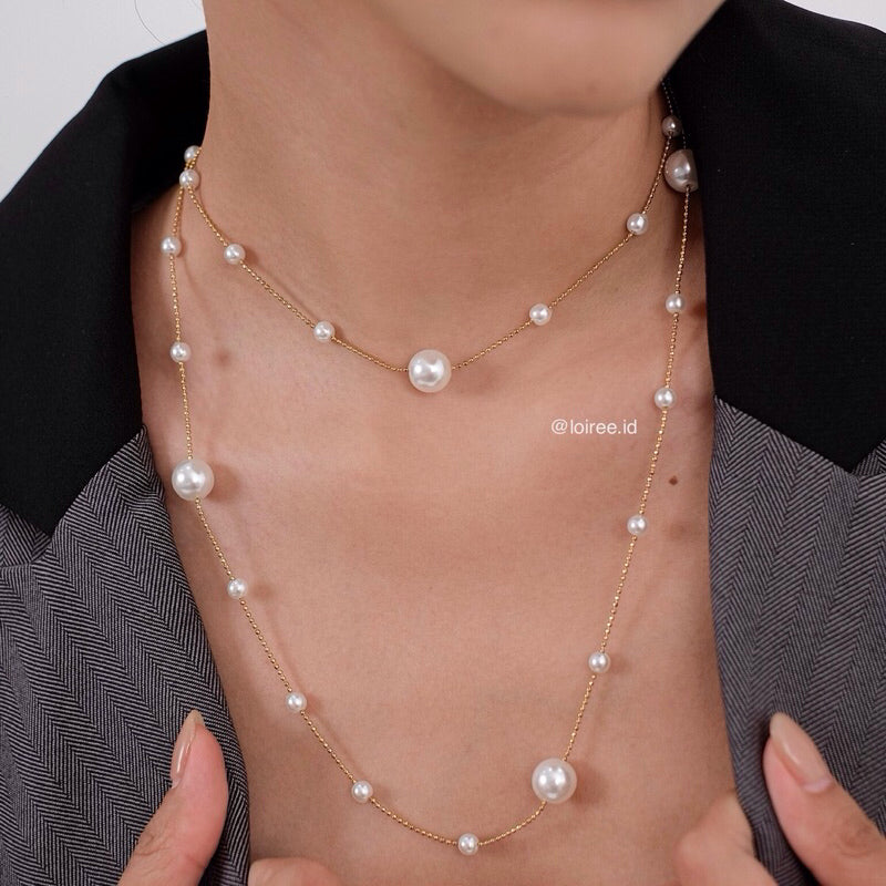 SHANE Pearl Long Necklace - Gold Plated
