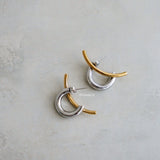 RIDGE Two Tone Hoop Earrings - Gold Plated