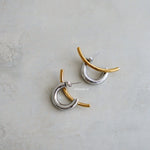 RIDGE Two Tone Hoop Earrings - Gold Plated
