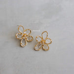 PEONY Transparent Flower Earrings - Gold Plated