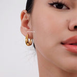 REIGN U-Shape Hoop Earrings - Gold Plated