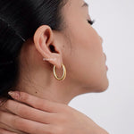 REIGN U-Shape Hoop Earrings - Gold Plated