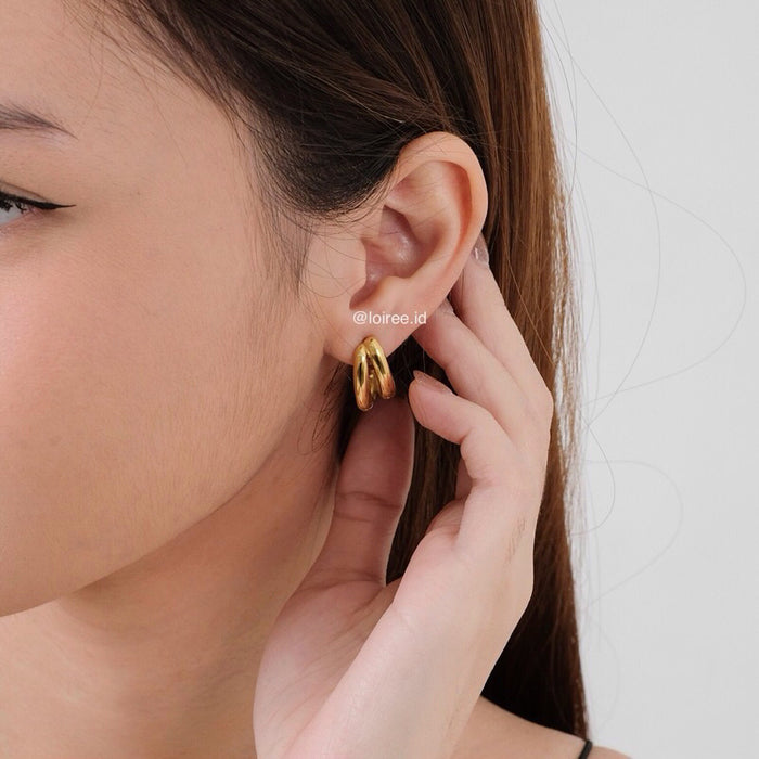 LEVI Double Layer Stud Earrings - Gold Plated