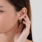 LEVI Double Layer Stud Earrings - Gold Plated