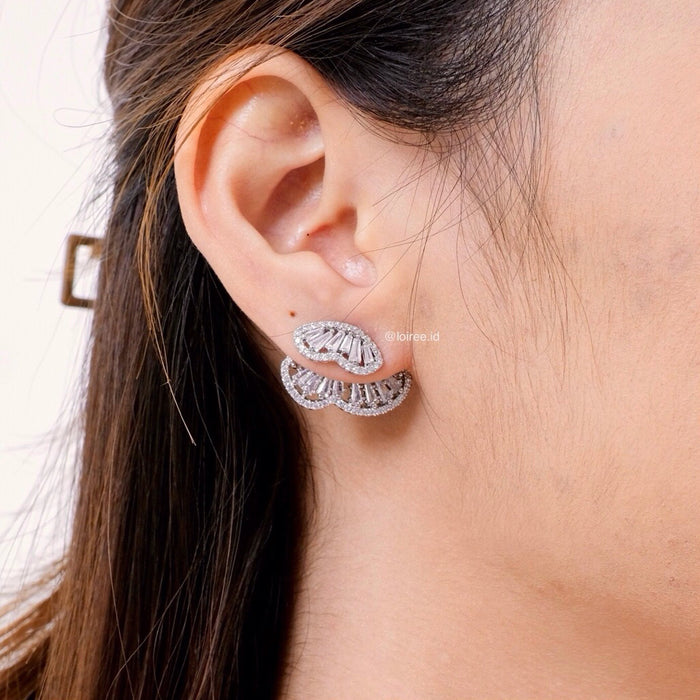 LOIREE - KATE Zirconia Double Layer Butterfly Earrings - Wedding