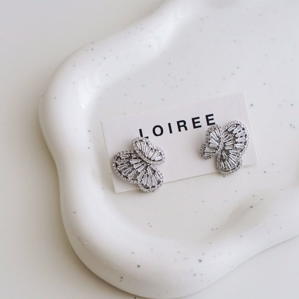 LOIREE - KATE Zirconia Double Layer Butterfly Earrings - Wedding